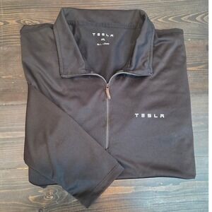 Tesla Quarter Zip Pullover 3XL Stretch Logo Long Sleeve Elon Car EV Black